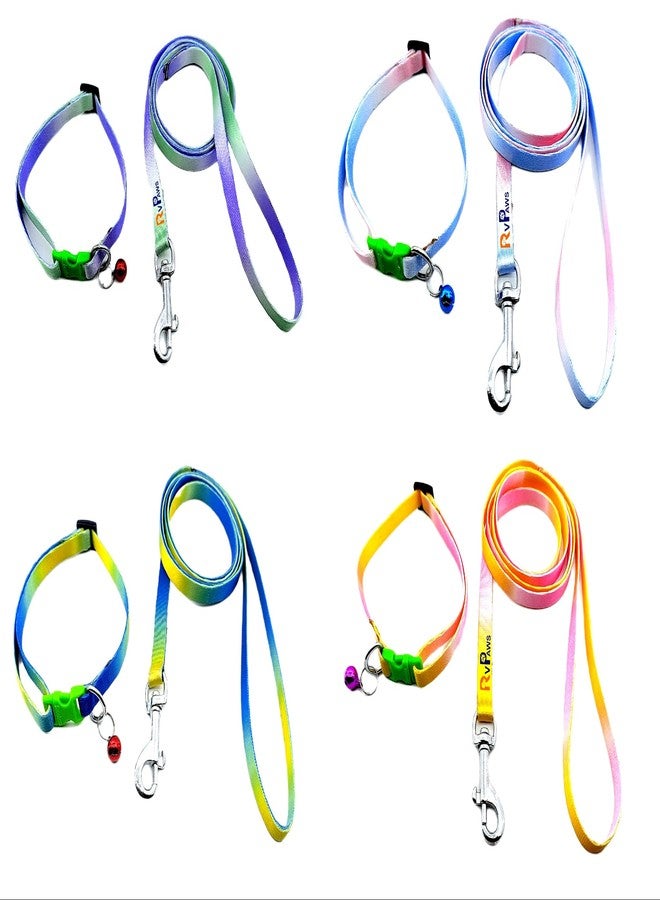 Pups&Pets طقم طوق ومقود للكلاب من Pups&Pets بألوان قوس قزح، طوق نايلون قابل للتعديل مع مقود للكلاب الصغيرة، طقم طوق سريع الفتح وجيد التهوية للجراء والكلاب والقطط 10 مم (عبوة من قطعة واحدة) - Image 2